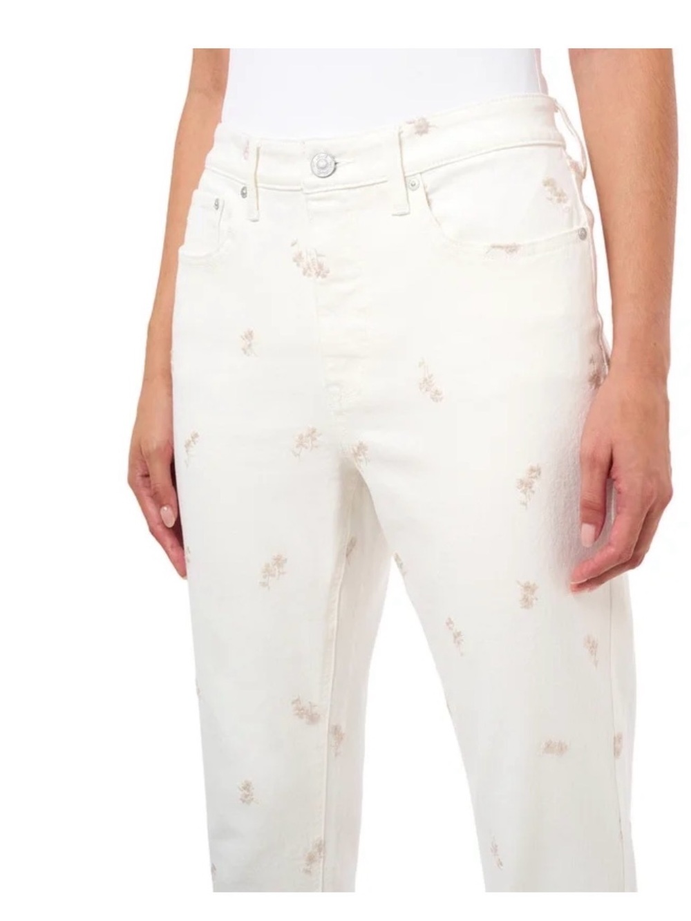 White Floral Print High-Rise Women’s Jeans